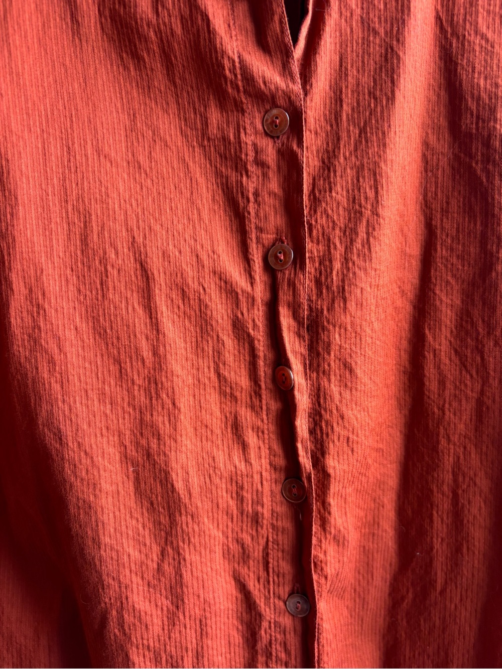 EUC Vintage Eileen Fisher Burnt Orange Red Cotton Button-Down Shirt | Women’s 1X - Picture 6 of 16